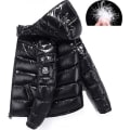 Miniatyrbild 2 av 5: Winter Shiny Down Jacket Men's Jacket Stand Collar Down Jacket With Hood K Black 2XL