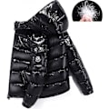 Miniatyrbild 2 av 5: Winter Shiny Down Jacket Men's Jacket Stand Collar Down Jacket With Hood K Black XL