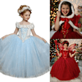 Pikkukuva 4 / 5: Frozen Princess -mekko, jossa on Puffy Cape Halloween -asu V red 140cm