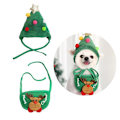 Miniatyrbild 1 av 5: 2st Jul Pet Hat Haklapp Set Hundkläder Valp Katt Cosplay kostymtillbehör CNMR Green L