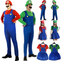 Miniatyrbild 1 av 5: Super Mario Cosplay Kostym Jumpersuit Halloween Party zy boy-green