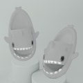 Miniatyrbild 2 av 3: Shark Tofflor Halkfria dusch Badrumstofflor Mjuka sommarsandaler för flickor och pojkar New_h Xianning - grey 26 27