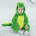Pikkukuva 2 / 3: Lapset Lapset Dinosaurukset Fancy Mekko Puku Flanelli Eläin One Piece Pyjamat Sarjakuva K Green 73cm