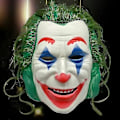 Miniatyrbillede 1 af 4: Joker Joaquin Phoenix Arthur Fleck Cosplay Kostume Dragter Halloween Party Uniform Til Voksne Børn Skjorte+frakke++vest+bukser -a kun maske V only mask XXL