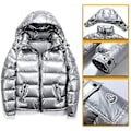 Miniatyrbillede 3 af 5: Winter Shiny Down Jacket en's Jacket Standkrave dunjakke med hætte K Sliver M