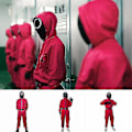 Miniatyrbild 1 av 2: Barn Vuxen Squid Game Jumpsuit Kostym Set-g V With Triangle mask M