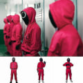Miniatyrbillede 1 af 2: Børne Voksen Squid Game Jumpsuit Kostume Set-g V With Triangle mask M