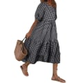 Miniatyrbillede 1 af 4: Kvinder sommer plaid puffy kortærmet midikjole Y Black,M