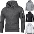 Miniatyrbilde 1 av 4: Rutete hettegenser for menn Utendørs fritidssport Løs frakk Z Light gray M