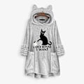Miniatyrbild 1 av 3: Huvtröja i fleece för kvinnor Vinter Varm Casual Sweatshirt Cat Ears Design Lös tröja CNMR Gray M
