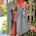 Miniatyrbillede 3 af 4: Dame langærmede business jakker work cardigan jakke enkeltradet blazere - Light Grey S