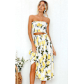 Miniatyrbilde 2 av 4: Blomsterbluse for kvinner, dresskjole til maxiskjørt . Lemon X-Large
