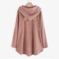 Miniatyrbillede 2 af 5: Dame fleece hættetrøje Vinter varm afslappet sweatshirt Katteører Design Løs sweater CNMR Pink M