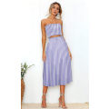 Miniatyrbilde 2 av 5: Blomsterbluse for kvinner, dresskjole til maxiskjørt . Blue Striped X-Large
