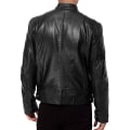 Miniatyrbild 3 av 4: Män Vinter läderjacka Långärmad dragkedja Slim Biker Coat Stand Krage Casual Ytterkläder CNMR Black 2XL
