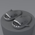Miniatyrbild 1 av 4: Summer Shark Tofflor, Lättvikt Anti-halk Snabbtork Dusch Hej Sandaler Strand Söta Shark Tofflor för kvinnor och män-svart V 36-37