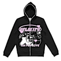 Miniatyrbilde 1 av 2: Y2k Zip Up hettegenser Anime Y2k grafisk kvinne Goth sweatshirt portrock Pullover Grunge Gothic Langermet Oversized hettegenserjakke CNMR White S