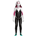 Miniatyrbillede 2 af 4: Ghost Spider-gwen Suit Cosplay Kostume Fest Jumpsuit Monteret Børnetøj Spiderman Ansigtsmaling 150cm