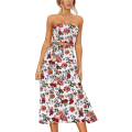 Miniatyrbilde 1 av 5: Blomsterbluse for kvinner, dresskjole til maxiskjørt . Red Small