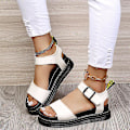 Miniatyrbilde 2 av 5: Damesandaler Flat Form Sommerankelstropp Chunky Platform Motesko Z X White EU 41