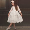 Pikkukuva 1 / 3: Pitsiprinsessamekko _ syntymäpäiväjuhlien temperamentti tyttömekko _ S Y white 140cm