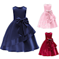 Miniatyrbilde 1 av 4: Jenter Swingkjole Bryllupsblomst Barneaftensfest Elegant Prinsessekjole-r CNMR Wine Red 2-3 Years