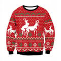 Julesweater til mænd, 3D digitalt printet sweater med rund hals, efterårs-/vintertøj - EL1315 - Størrelse M