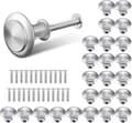 Miniatyrbild 1 av 7: Set med 25 runda silverfärgade möbelhandtag, runda silverknoppar, 30 mm kökshandtag i rostfritt stål