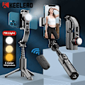 Miniatyrbild 2 av 5: KEELEAD Selfie Stick Gimbal med Fyllningsljus Utdragbart Bluetooth Fjärrkontroll Stativ för Samsung iPhone 14 Pro Max Smartphone