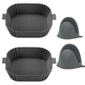 2-pack Airfryer Silikonkruka med handskar Grå 16,5x19,5x5 cm
