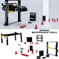 Miniatyrbild 2 av 5: 1:64 Diorama Garage Underhållsverktyg Set Legering Pressgjuten Modell 12st Bil Display FT