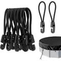 12 stykker små elastiske bungee-snore med kroge, mini 10 cm elastisk snor, bungee-snor med krog, poolovertræk-fastgørelse