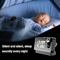 Miniatyrbild 5 av 5: Projektionsväckarklocka för sovrum, digital väckarklockradio med dimmer och USB-laddningsportar, 180° roterbar projektor, dubbla alarm, snooze, tydlig LED-display