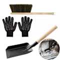 Miniatyrbild 2 av 5: 3 Delar/Set Städset för Inomhuseldstad Camping Grill Eldstad Askskyffel Eldstad Borste Svarta Silikonhandskar Kit QingHai