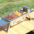 Miniatyrbild 4 av 5: Portabel hopfällbar grill i rostfritt stål - Rökfri kolgrill för hem och utomhusbruk