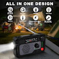 Miniatyrbilde 8 av 8: Multifunksjonell Solar Radio & Powerbank – USB-oppladbar med lommelykt, leselys og 3 lademetoder for utendørs bruk