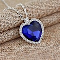 Miniatyrbild 3 av 5: Klassiskt Titanic Heart Of Ocean Safirkristall Hängsmycke Halsband Gåva-Silver[D]