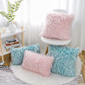 Miniatyrbillede 4 af 5: Sæt med 2 lyserøde, fluffy pudebetræk, ny luksusserie, merino-stil, blush imiteret pels, dekorative pyntepudebetræk, firkantet, fuzzy pudebetræk, 45x45 cm