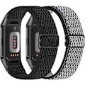 Miniatyrbillede 2 af 2: 2 stk. Strækbar Nylon Armbånd Kompatibel med Fitbit Charge 6/Fitbit Charge 5 Justerbar Åndbar Udskiftningsstof Nylon Urrem
