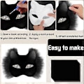 Miniatyrbild 3 av 5: Kattmask med päls och nätöga, tomma pappersmasker för DIY, vita målningspappersmasker, kattmask för DIY Halloween Mardi Gras-fest Black-29pcs