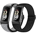 Miniatyrbillede 1 af 2: Strækbart nylon armbånd, kompatibelt med Fitbit Charge 6/Fitbit Charge 5 Justerbar åndbar udskiftelig stof nylonrem