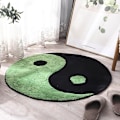 Miniatyrbillede 3 af 5: Sort og Hvid Yin og Yang Tæppe Tai Chi Buddhistisk Rundt Tæppe Stue Soveværelse Yingyang Bøn Ring Gulvtæppe Plys Blødt Tæppe 50X50CM 50X50CM A