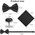 Miniatyrbillede 3 af 7: Herre Butterfly, Klassisk Ensfarvet Butterfly til Mænd, Satin Smoking Butterfly, Justerbar Formel Butterfly til Fest, Bryllup[qb] 3pcs-Black