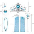 Miniatyrbillede 2 af 8: Prinsesse Elsa Kostume Tilbehørsæt til Børn, Inkluderer Fletning, Tiara, Handsker og Tryllestav 9pcs - blue (wig)