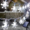 Solcellelys for utendørs bruk, 12M 100 LED Snøfnugg Julelys Vanntett 8 Lysmoduser Dekorative lys (Snøfnugg)