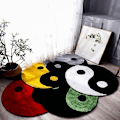 Miniatyrbillede 2 af 5: Sort og Hvid Yin og Yang Tæppe Tai Chi Buddhistisk Rundt Tæppe Stue Soveværelse Yingyang Bøn Ring Gulvtæppe Plys Blødt Tæppe 50X50CM 50X50CM A