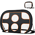 Miniatyrbillede 1 af 4: 2 i 1 Havefodboldmål til Børn - Fodboldmål med Målmur - Foldbart Fodboldmål Pop Up Fodboldtræningsmål - 121 x 80 x 80 cm Sort + Orange