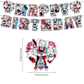 Pikkukuva 4 / 5: Harley Quinn -teemainen syntymäpäiväjuhlatarvikesetti: banneri, ilmapallot, muffinssi- ja kakunkoristeet