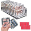 Miniatyrbilde 1 av 5: REMAKE Negleorganisator, 12 stk. Trykte negleoppbevaringsbokser, Kunstige trykte neglbeholdere, Klar akryl negleorganisator med transparent tape ...