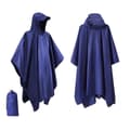 Waterproof Rain Poncho Lightweight Reusable Hooded Hiking One Size Navy
